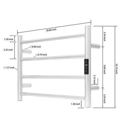KEG Towel Warmer 8 Bars for Bathroom Freestanding or Wall Mounted Bath Towel Heater Plug-in with Built-in Timer Silver