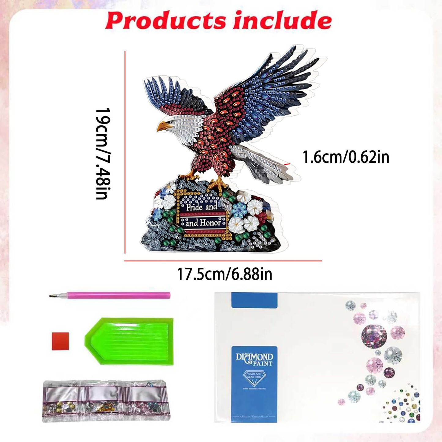 LIULIMI Diamond Painting Kits for Men & Adults-Eagle Tabletop Diamond Art Kits, 5d Diamond culpture Ornaments for Beginner, Gift for Men (7.48×6.88 in)
