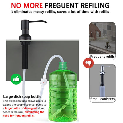 Sink Soap Dispenser Extension Tube Kit with Upgraded Check Valve, 47" Under Counter Soap Dispenser Tube for Kitchen Sink, Fit Most Soap Containers, Strong Suction, No More Tiny Bottle Daily Refills