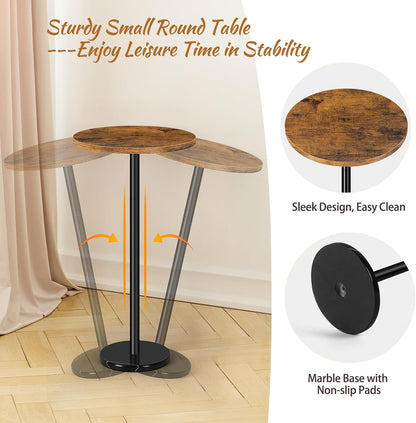 smusei Drink Table Small Side Table with Marble Base Pedestal Side Table Drink Tables for Small Spaces Round End Table