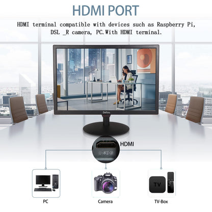 Elweyoo 22 inch Monitoring LCD Display Security Camera Monitor Multifunction Interface HDMI, AV, BNC, VGA, USB, PC Input CCTV Computer Monitor Built-in Speaker 1920x1080 Full HD, Black