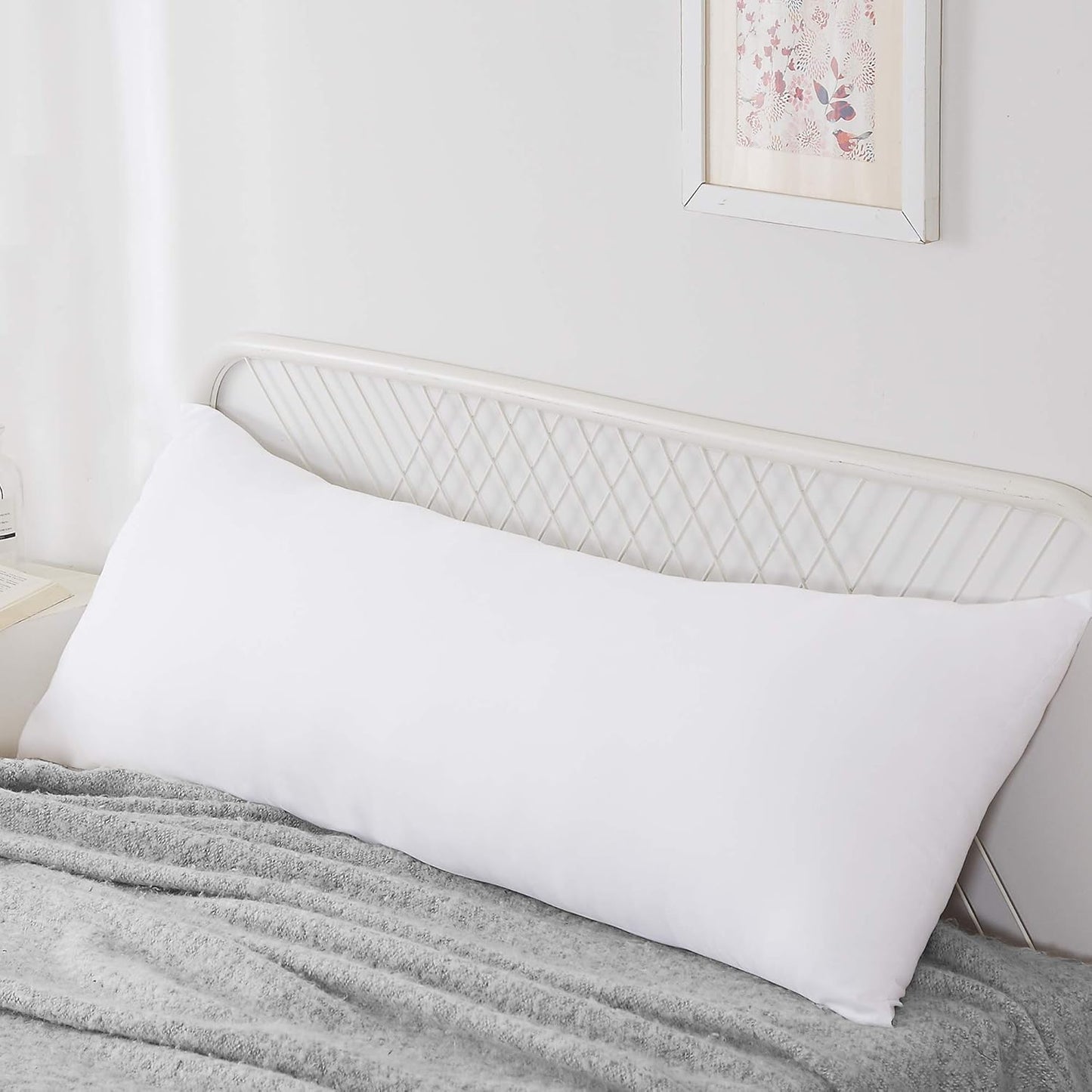 20 72, Acanva Fluffy Bed Sleeping Side Sleeper Body Pillow Insert, Extra-Long x White