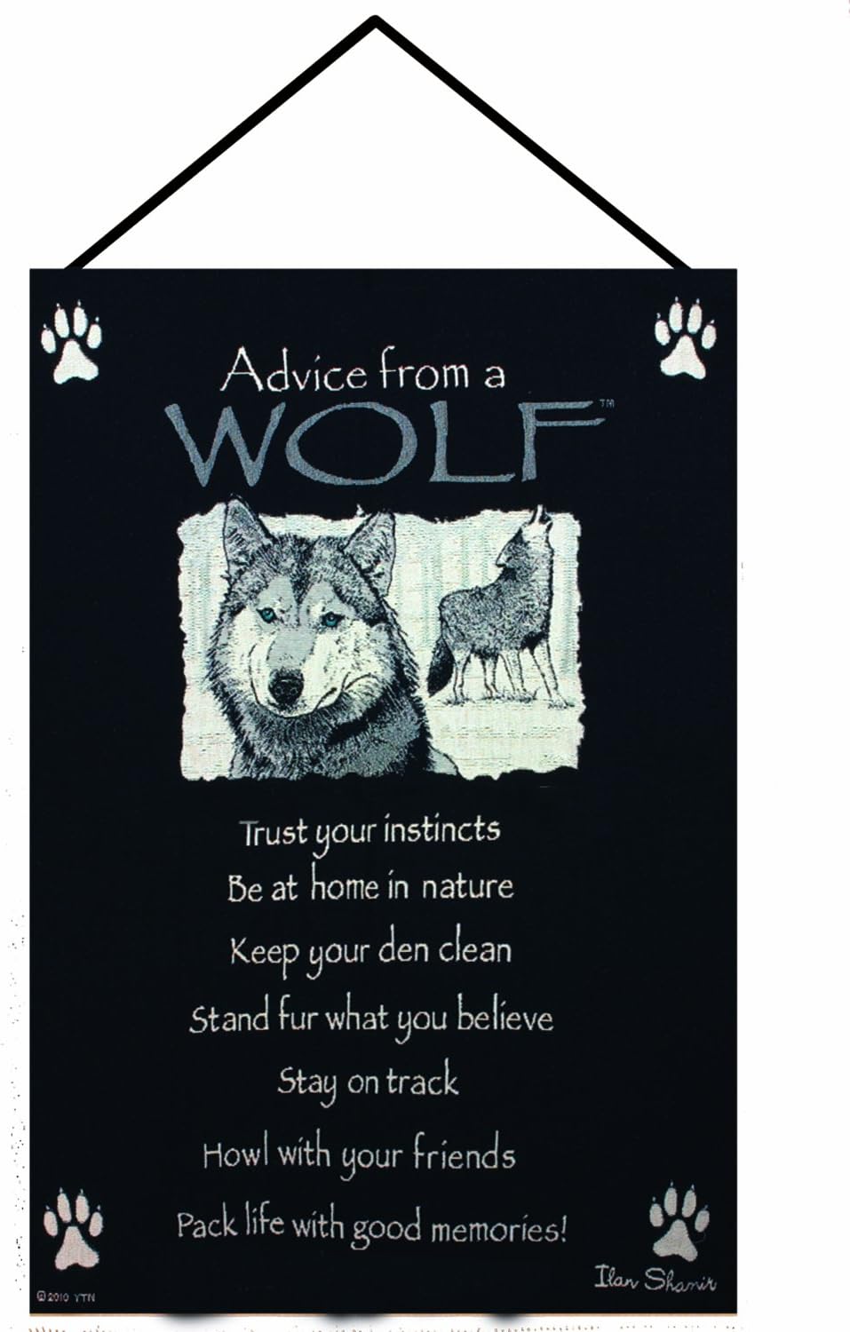 Manual Advice from a Wolf Woven X Your True Nature Wall Hanging, 17 x 26-Inch