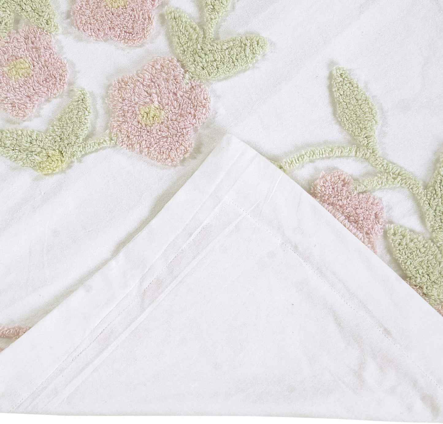Better Trends Bloomfield Collection, Super Soft Lightweight Floral Design 100% Cotton Tufted Standard Sham, Rose