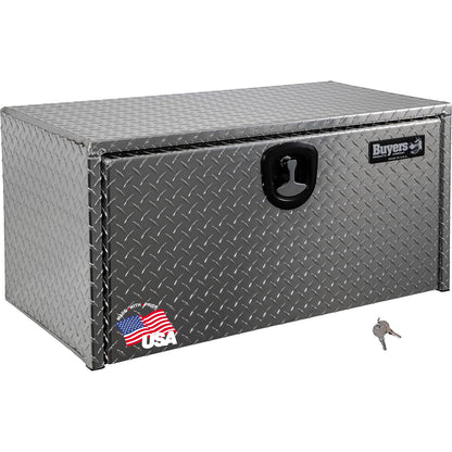 Buyers Products 1705118 Diamond Tread Aluminum Underbody Truck Tool Box, 20 x 20 x 36, Made in USA, .100 in. Thick, Corrosion Resistant, Locking Compression Latch, Secure Storage for Work Trucks