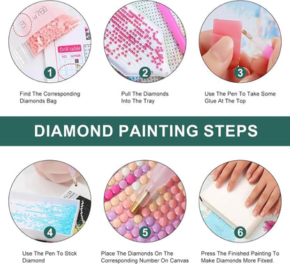 mrpwnle 3 Pack Diamond Art Kits for Adults, Valentines Day Heart Flowers Diamond Painting Kits, 5D Diamonds Painting, DIY Full Drill Gem Art Crafts Kit Home Wall Decor Gifts 11.8x15.7 inch