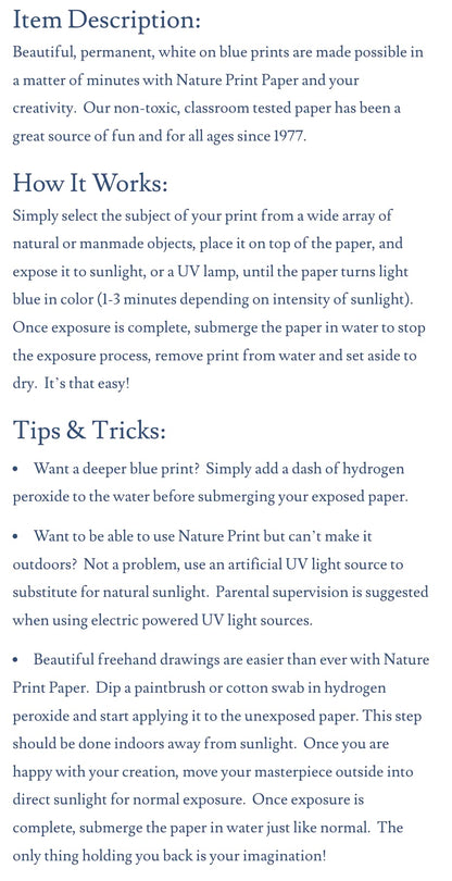 Nature Print Paper - NPP40 Sun Activated, 5 x 7 Inches, Pack of 40 - 1006385