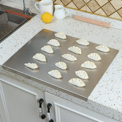 TMEEIHNSS Set (50/60/70/80cm) Large Stainless Steel Cutting Board | Non-Slip L-Shape Design | Dishwasher Safe Chopping