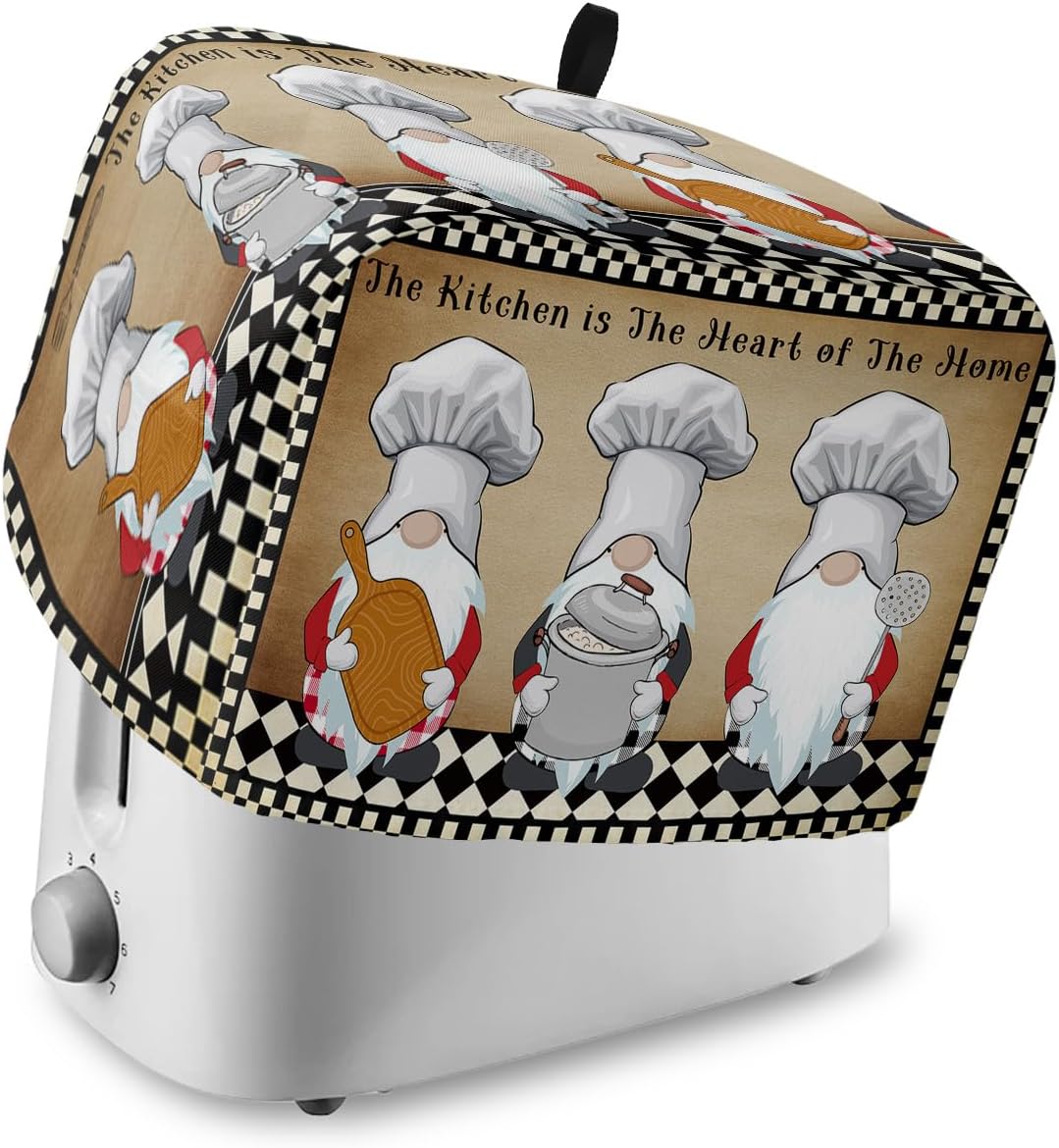 Toaster Dust Cover for Kitchen 4 Slice, The Chef Gnome Retro Black Buffalo Plaid Bread Maker Covers, Washable Small