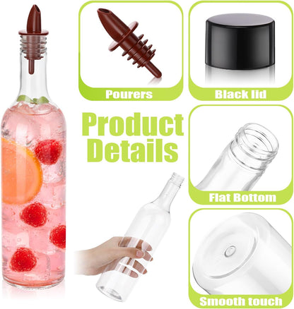 24 25 oz 24 Yinder Pcs Long Neck Plastic Bottles with Pourer Empty Clear Wine Liquor Bottles Pour with Pourers for Home