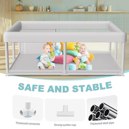 Hiaksedt Large Baby Playpen - Sturdy Safety Play Yard for Indoor & Outdoor Use | 65x50 Inch with Zipper Gate