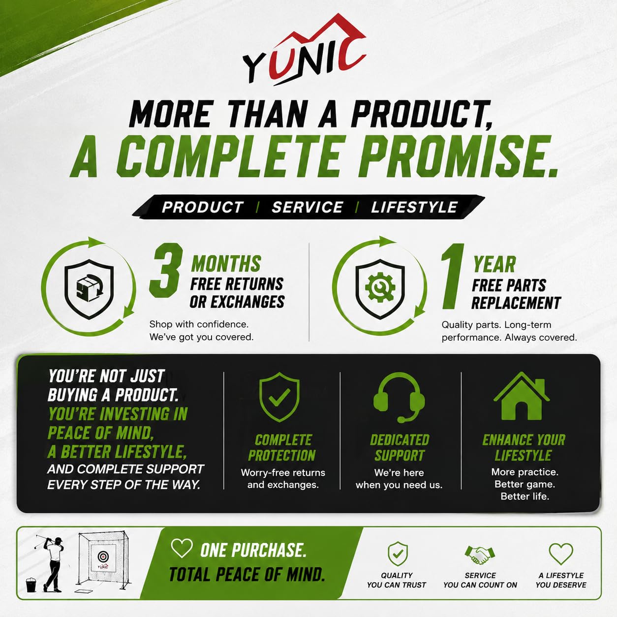 YUNIC Golf Driving Cage with Steel Frame, Golf Nets for Backyard Driving for Full Swing and Chipping Practice Indoor Outdoor (Black, 10'(W) x10'(H) x10'(D))