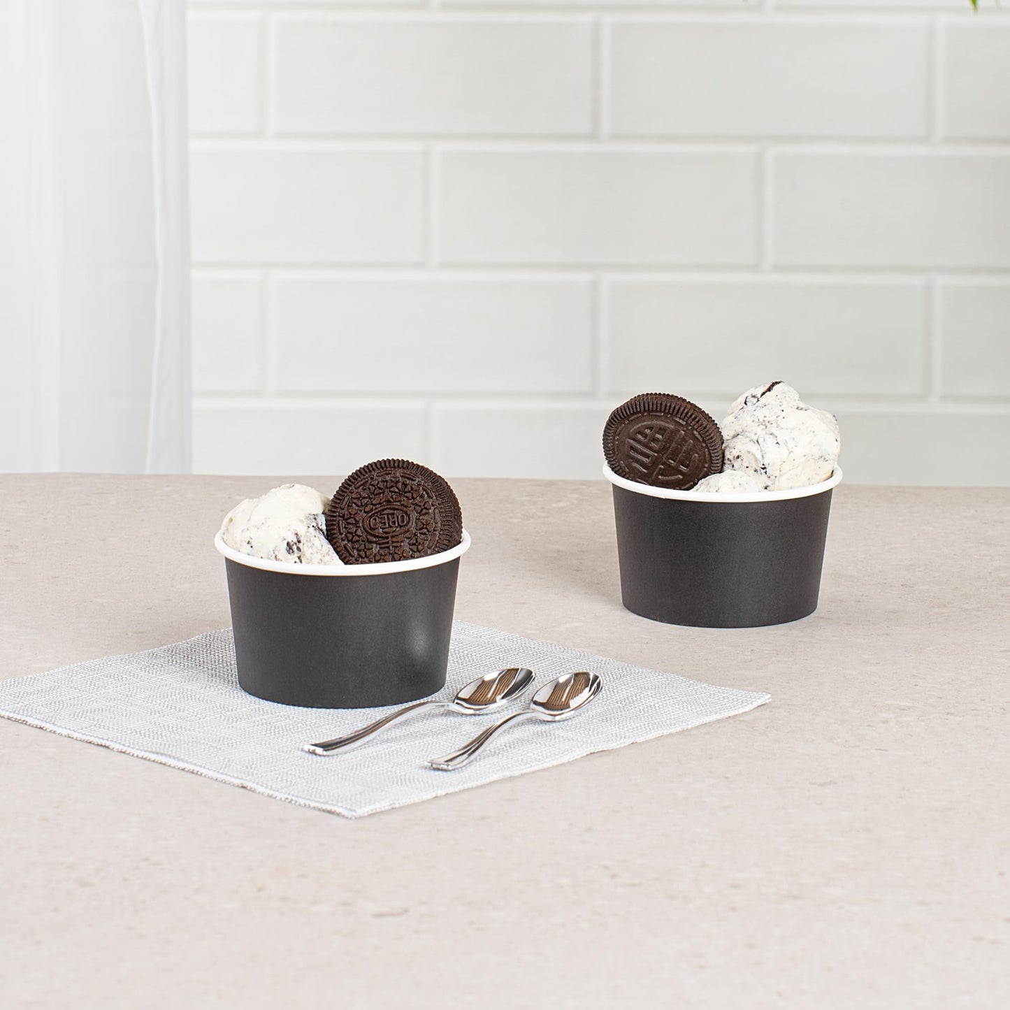 Coppetta 5-Ounce Dessert Cups, 200 Disposable Ice Cream Cups - Lids Sold Separately, Sturdy, Black Paper Frozen Yogurt Bowls, For Hot And Cold Foods, Perfect For Gelato Or Mousse - Restaurantware