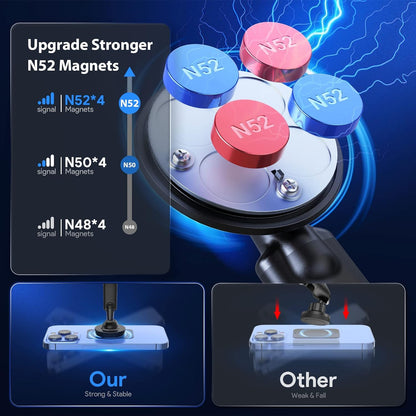 Magnetic Phone Holder for Car, [ Powerful Magnets & Military-Grade Suction] Car Phone Holder Mount Dashboard Windshield Cell Phone Holder Phone Stand for Car iPhone Android Automobile Cradle