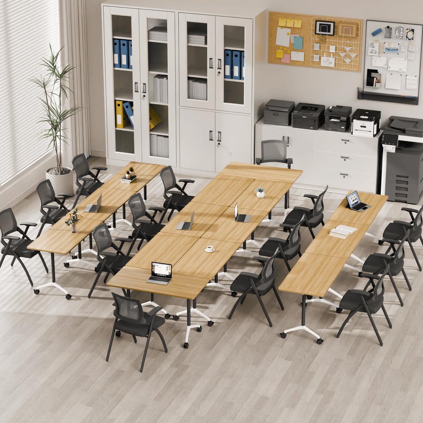 rzoizwko 2Packs Folding Conference Tables on Wheels,55.1 in Mobile Flip Top Meeting Room Table for Office & Training Rooms,Foldable Conference Room Tables Modular Rolling Desk Heavy-Duty Metal Frame