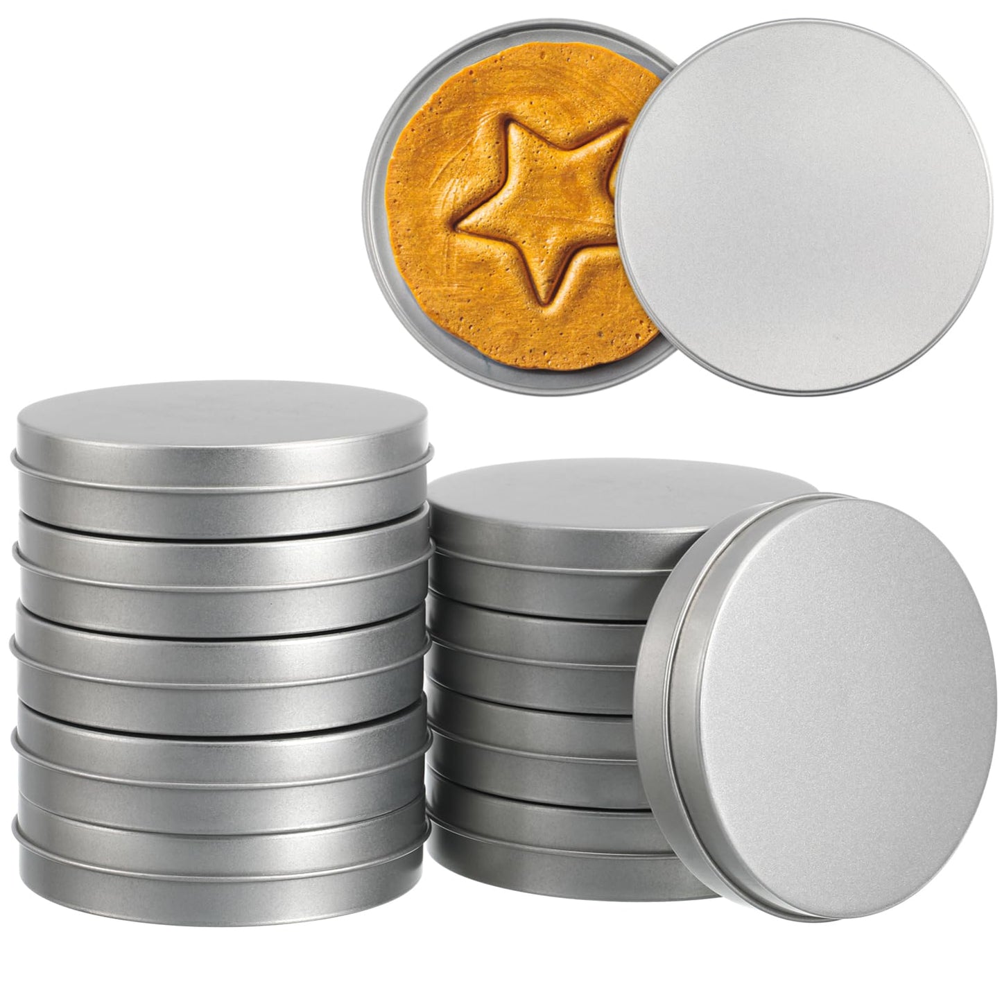 iplusmile 20Pcs Round Metal Tins, Silver Aluminum Empty Cans with Lids for Korean Candy Cookie Game, Candle Making Containers, Salve Cosmetic Spice Storage Jars (2oz)