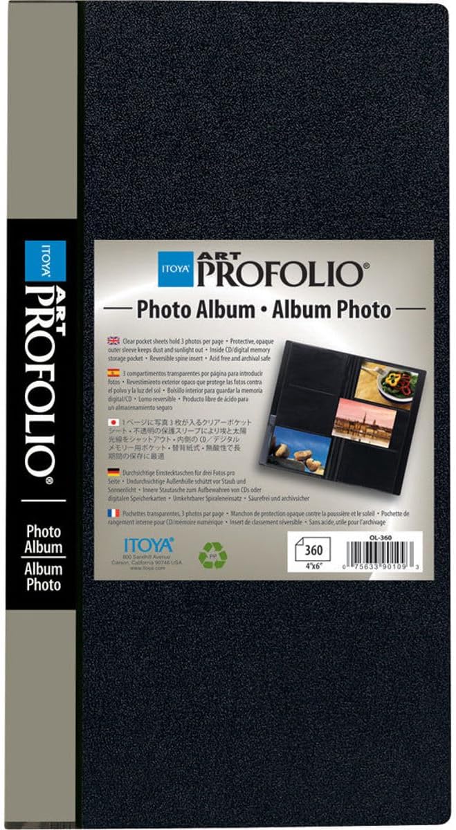 Itoya Art Portfolio Photo Album, Clear Pocket Sheets Hold 3 Photos Per Page (360 4 Inch x 6 Inch)