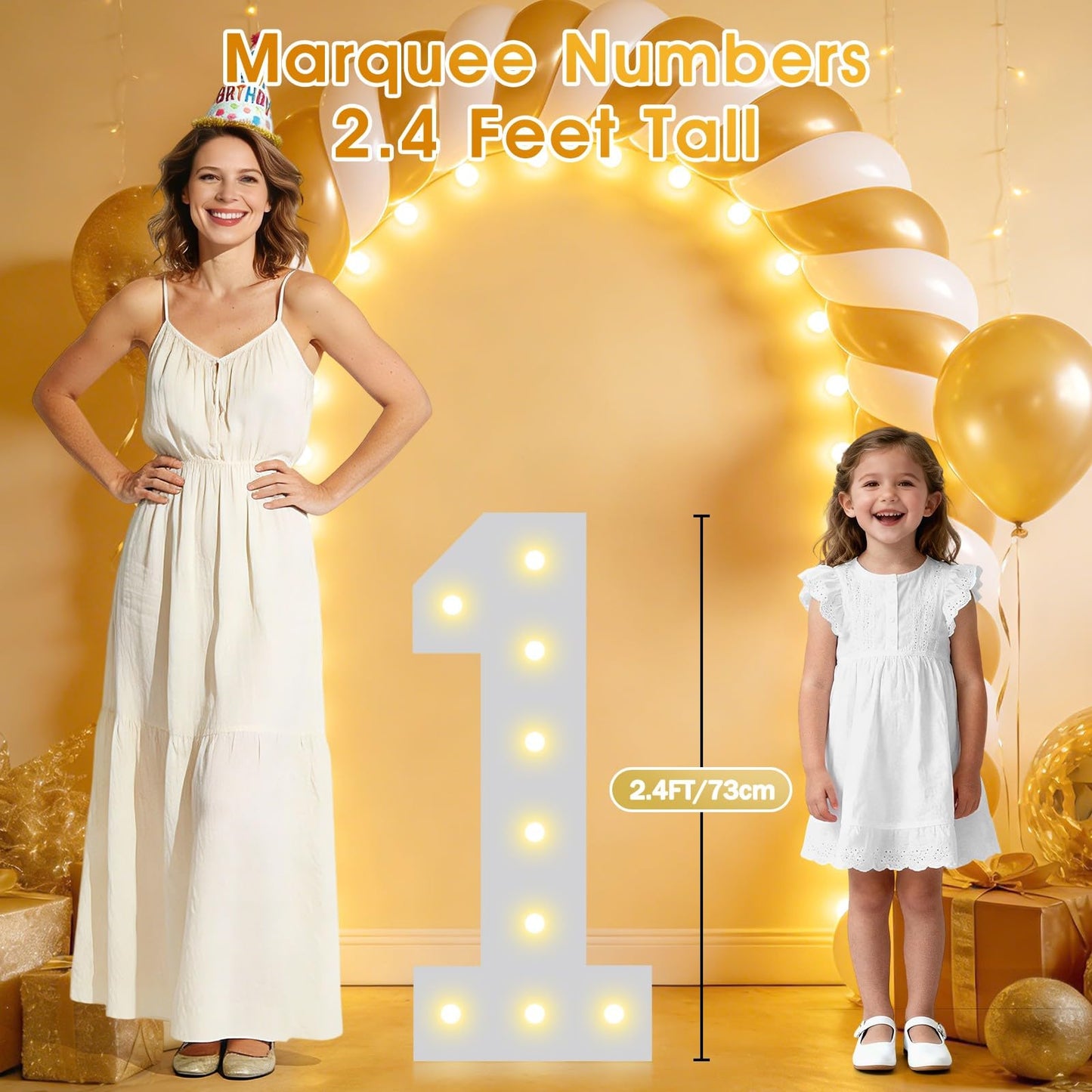Pooqla 2.4FT Light Up Numbers, Marquee Numbers 2.4 Feet Tall Party Decor for Her Him, Mosaic Big Sign for 3rd 13th 30th Birthday Anniversary Decoration Backdrop, Cool White and Warm White Number 3