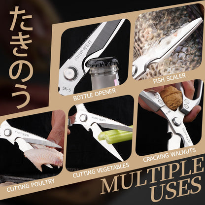 Kitchen Scissors for Food, Multi-All Purpose Japan Kitchen Shears, Heavy Duty Poultry Shear Dishwasher Safe Chicken Scissor, Seafood Shears, Meat Scissors Gifts for Men Women