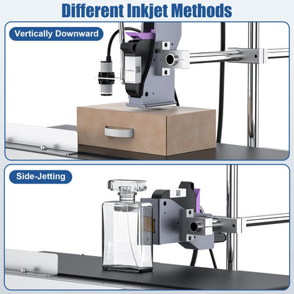 BESHENG JS740 Inkjet Coding Machine with Mini Conveyor Belt, Automatic Online Inkjet Printer with 42ml Original Quick-Drying Ink, Industrial Batch Code Printer Date/Barcode/QR Code/Number/Label