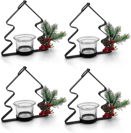 SHMILMH Glass Tealight Candle Holders - Set of 4 Black Votive Holders for Wall Decoration