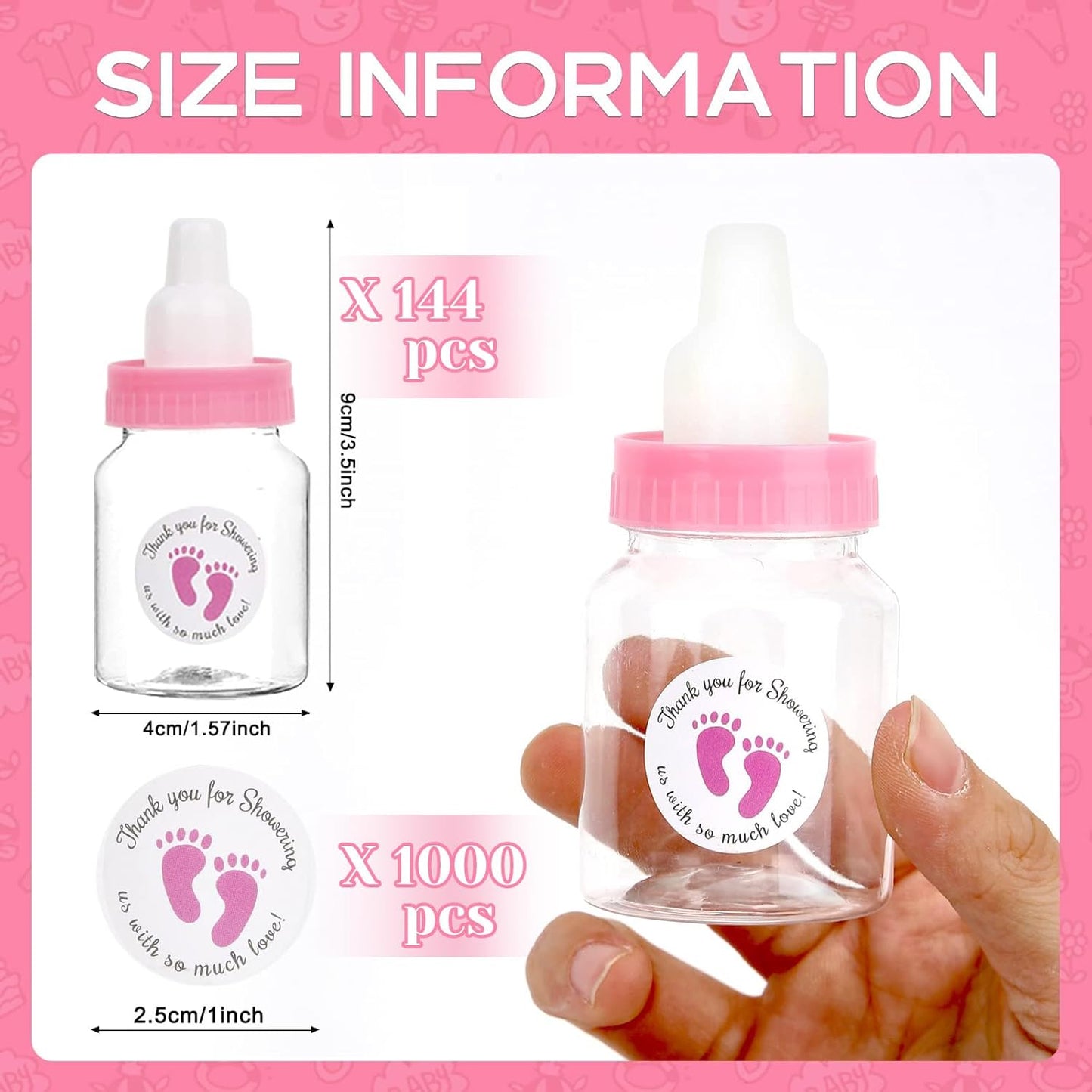 144 Pcs Mini Baby Shower Milk Bottles Favors for Baby Shower White Plastic Mini Bottles for Party Favors Boy Party