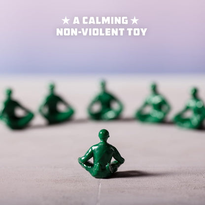 Yoga Joes Series 1 Green Toy Soldiers, Set of 9 Army Men Yoga Pose Figurines for Home or Office Decor
