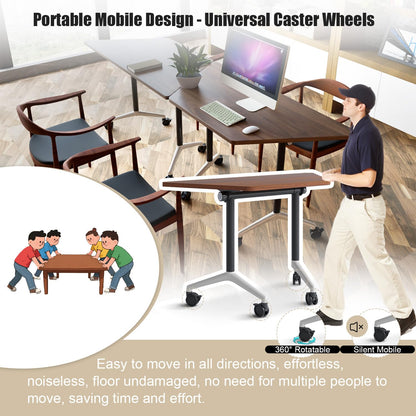 Folding Conference Table,Rolling Conference Room Tables on Wheels,Modern Flip Top Mobile Training Table,8Pack Stackable Foldable Meeting Room Table,Modular Business Tables for Office Training Room