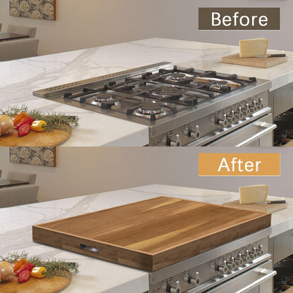YUHFERA Stove Cover Board for Gas Stovetop - 30" x 22" Noodle Board Electric Stove Cover for RV Stove Top, Extra Countertop Space for Kitchen Stovetop（Acacia）