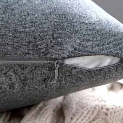 MIULEE Decorative Outdoor Throw Pillow Covers - Waterproof Faux Linen Cushion Cases | 24x24 Inch Dark Grey (Pack of 2)