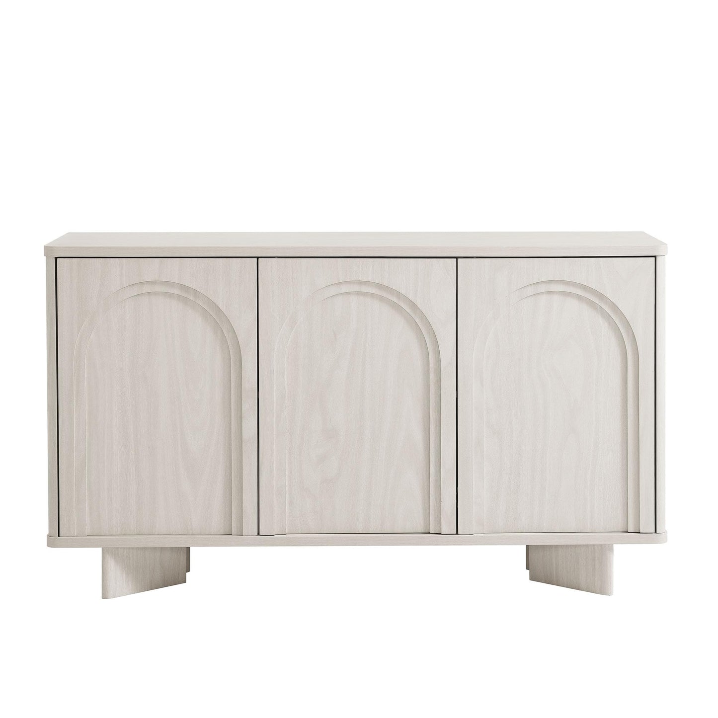 Modway Flux Arched Door Sideboard in White Wash - 55 Inch Freestanding 3-Door Buffet Credenza - Tall Media Console for Wall-Mounted TVs - Modern Accent Cabinet for Kitchen, Living Room, Hallway