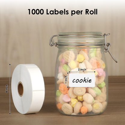 MaxGear 1000 Removable Freezer Labels 1x2 Inch, Waterproof Oil Resistant Stickers No Residue for Food Containers Pantry Jars Organization Meal Prep, 1 Roll