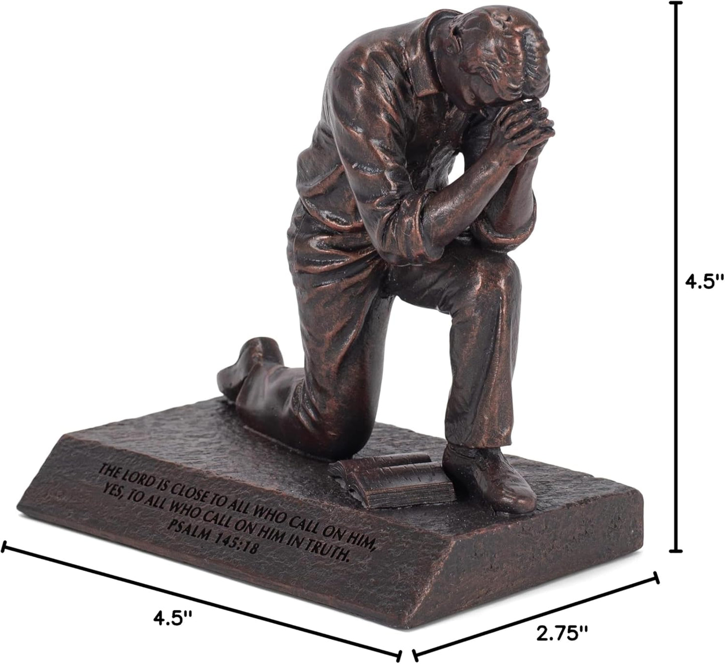 Lighthouse Christian Products Praying Man Seeking God Bronzelike Finish 4.5 x 2.75 Cast Stone Sculpture