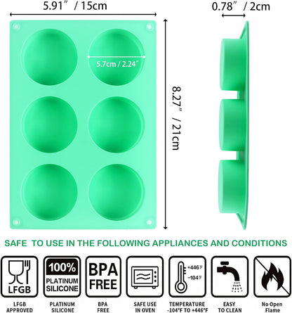 3 Pcs Oreo Cookie Chocolate Silicone Mold, 6-Cavity Round Molds for Candy, Mini Cakes, Jelly
