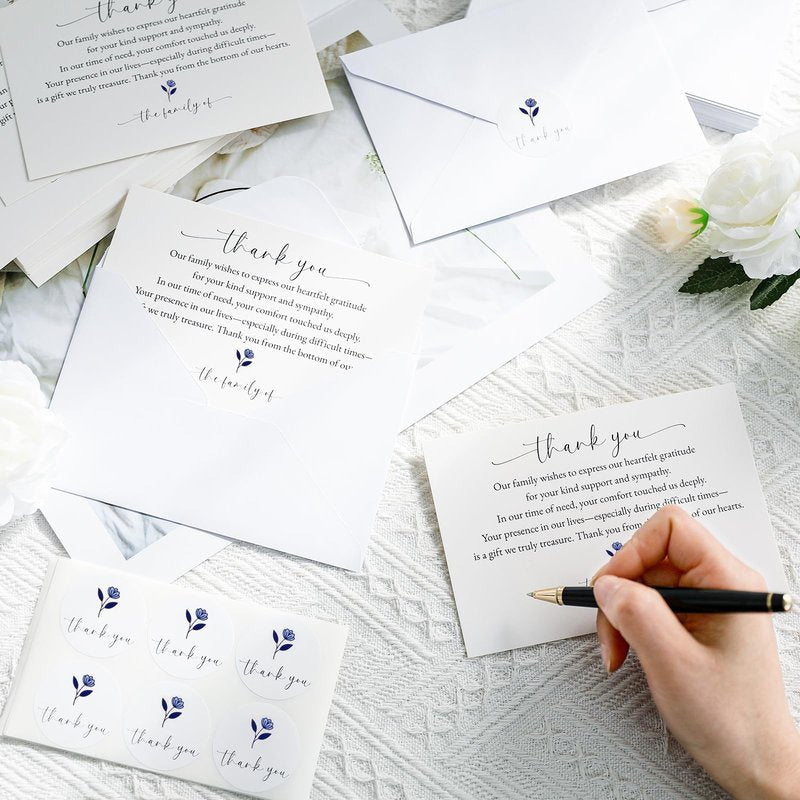Slyitokbhr Thank You cards for Funeral with Envelopes Message Inside, 50 Pack 4×6 Inch Sympathy Thank You Cards After Funeral Notes