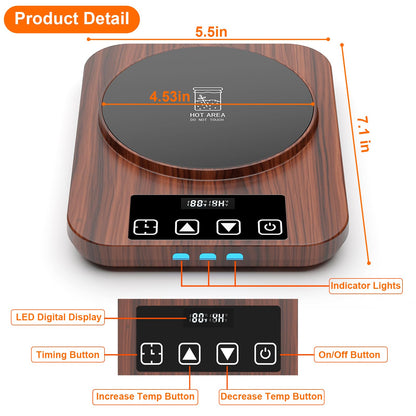 Electric Sourdough Starter Warmer, Upgrade Warming Heating Pad Mat for Sour Dough Starter, Sourdough Heater Proofing Tool for Home Baking with Thermostat Control, Timing, Memory Function (Wood Grain)