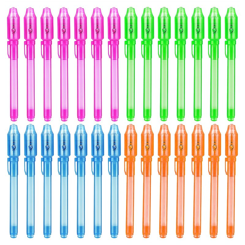 JPXH 28 Pcs Invisible Spy Ink Pen With UV Light for Kids, Magic pen for Secret Messages, Disappearing Ink Pens Fit for Boys & Girls Birthday Party Favors, Classroom Exchanges and Goodie Bag Fillers