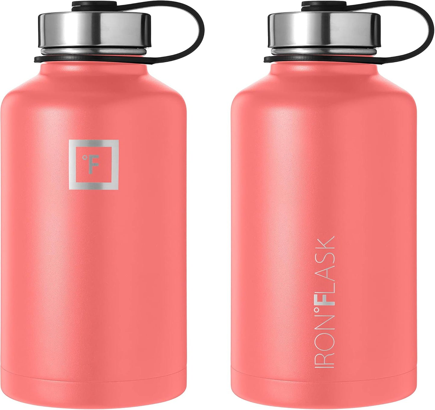 IRON °FLASK 64 Oz Sports Water Bottle - Wide Mouth with 3 Straw Lids, Insulated Thermos