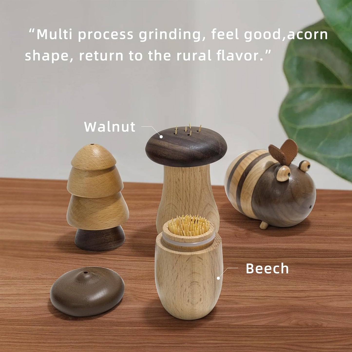 Cute Mushroom Toothpicks Holder with 390 Pcs Toothpicks, Cactus Toothpick Dispenser for Home Kitchen Decor