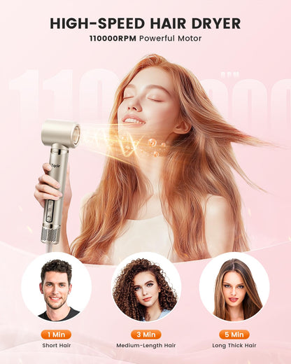 5-in-1 Professional Hair Dryer Brush, Powerful Multi-Styler with Auto-Wrap Curlers, Fast Drying Curling Straightening Volumizing Without Heat Damage, Storage Case Best Gift for Girl/Women