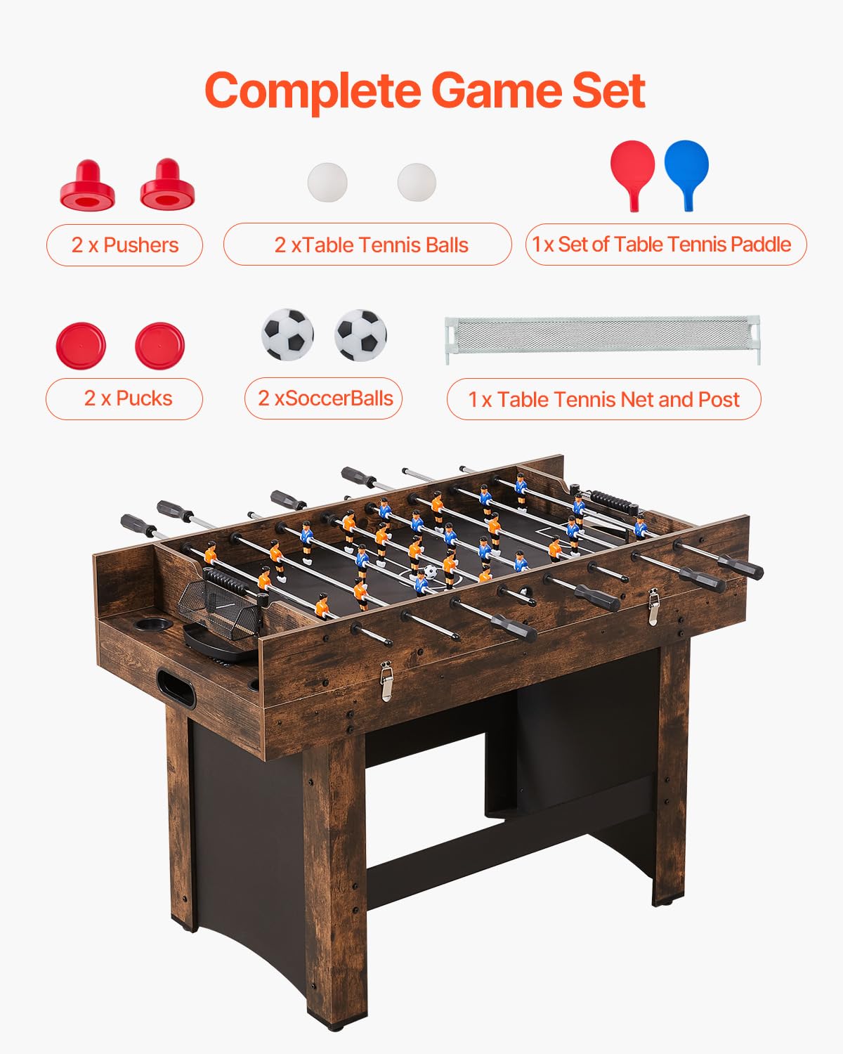 VEVOR 3-in-1 Combo Game Table Set, 54" Air Hockey Table, Multi Combination Table with Air Hockey, Ping Pong, Foosball, Pushers & Pucks, Air Powered Arcade Hockey Table for Family Game Room Office