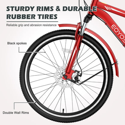 H&ZT Adult Tricycle, 3 Wheeled Bike, Trike Cruiser Bike, with 7-Speed Gear, Parking Brake Handle, Low Step, Large Rear Basket, Elderly Friendly, for Men, Women, and Teens