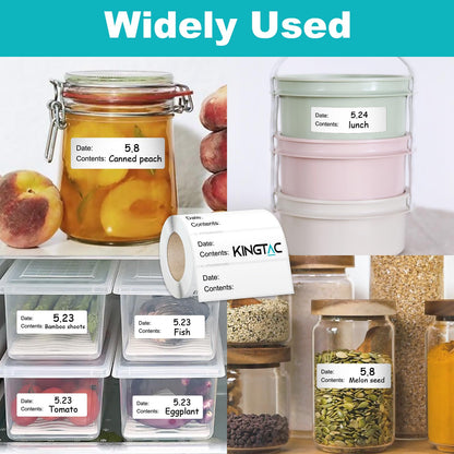 Kingtac 500pcs Food Freezer Labels, 1 x 3 Inch Removable for Food Containers, Mason Jar, No Residue Food Storage Labels Perfect for Kitchen Cannot be Torn