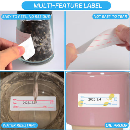 1000 Pcs Removable Freezer Labels (1x3 Inch) - Waterproof & Oil Resistant Food Storage Stickers, No Residue Easy Peel Date Content Labels for Kitchen Containers, Glass Jars & Restaurants