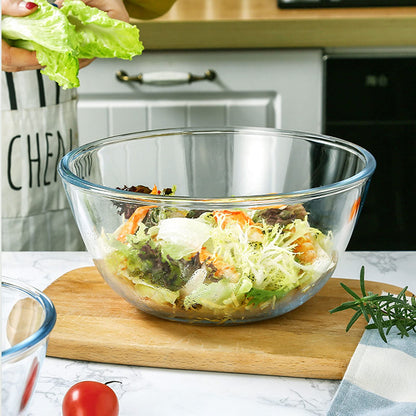 Homwin Glass Mixing Bowl Set of 3 for Kitchen, Baking, Prepping, Serving, Cooking 1.1QT, 2.5QT, 4.2QT Large Salad Bowl Set, High Brosilicate Bowl Set, Stackable, Non-toxic, Microwavable, Great Gift