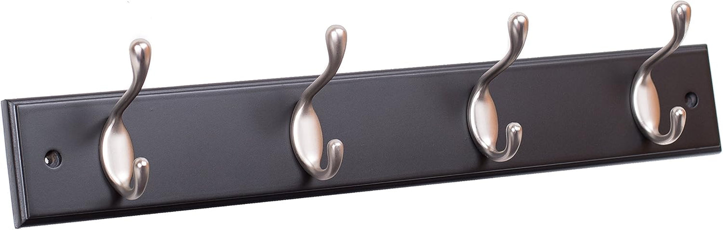 BIRDROCK HOME Oval Hook Coat and Hat Rack, 4 Hooks, Wall Mount, Black Finish
