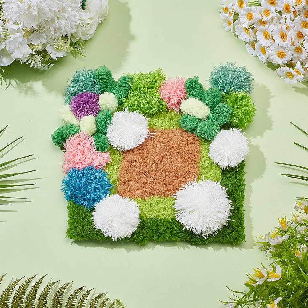 WEBEEDY Latch Hook Moss Coaster Kit for Adults Beginners, 3D Moss Design Coasters DIY Complete Square Coaster Crochet Set with Instruction for Home Office Decor, 7.7x8.3 Inch
