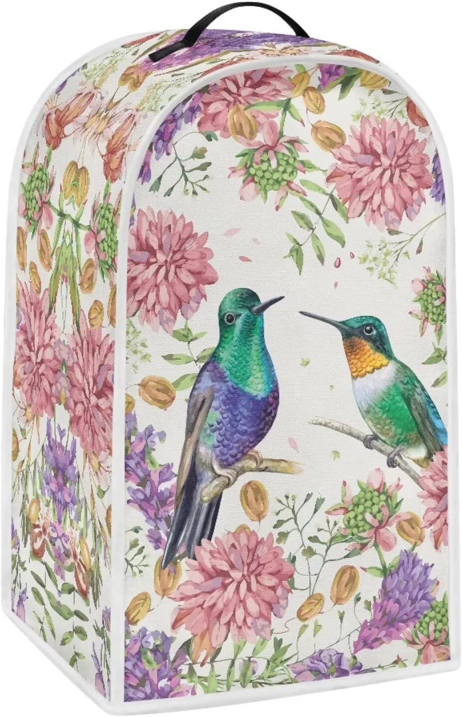 Floral Hummingbird Print Blender Covers for Kitchen, Anti-Fingerprint Polyester Dust Proof Covers