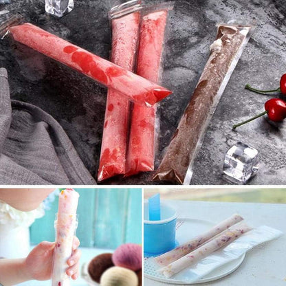 160 (11"x2") Disposable Ice Popsicle Mold Bags| BPA Free Freezer Tubes With Zip Seals | For Healthy Snacks, Yogurt