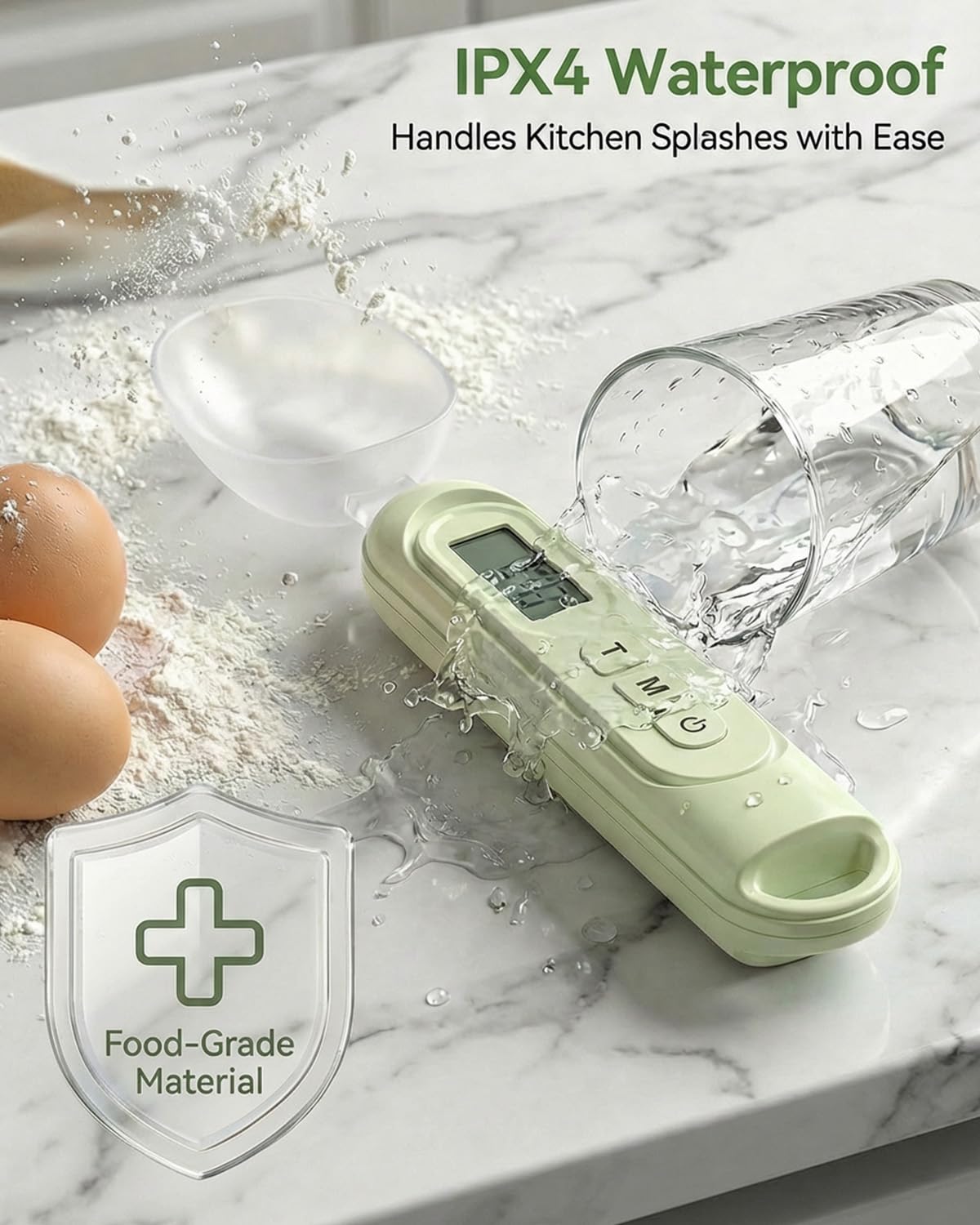 2026 Upgraded 2-In-1 Digital Measuring Spoon 【High-Precision 0.01oz/0.1g · Tested 10000+】 Baking Scale 【7-Unit】 Digital Kitchen Scale for Baking, Gram Scale for Weight Loss, Large & Small Scoop, Green